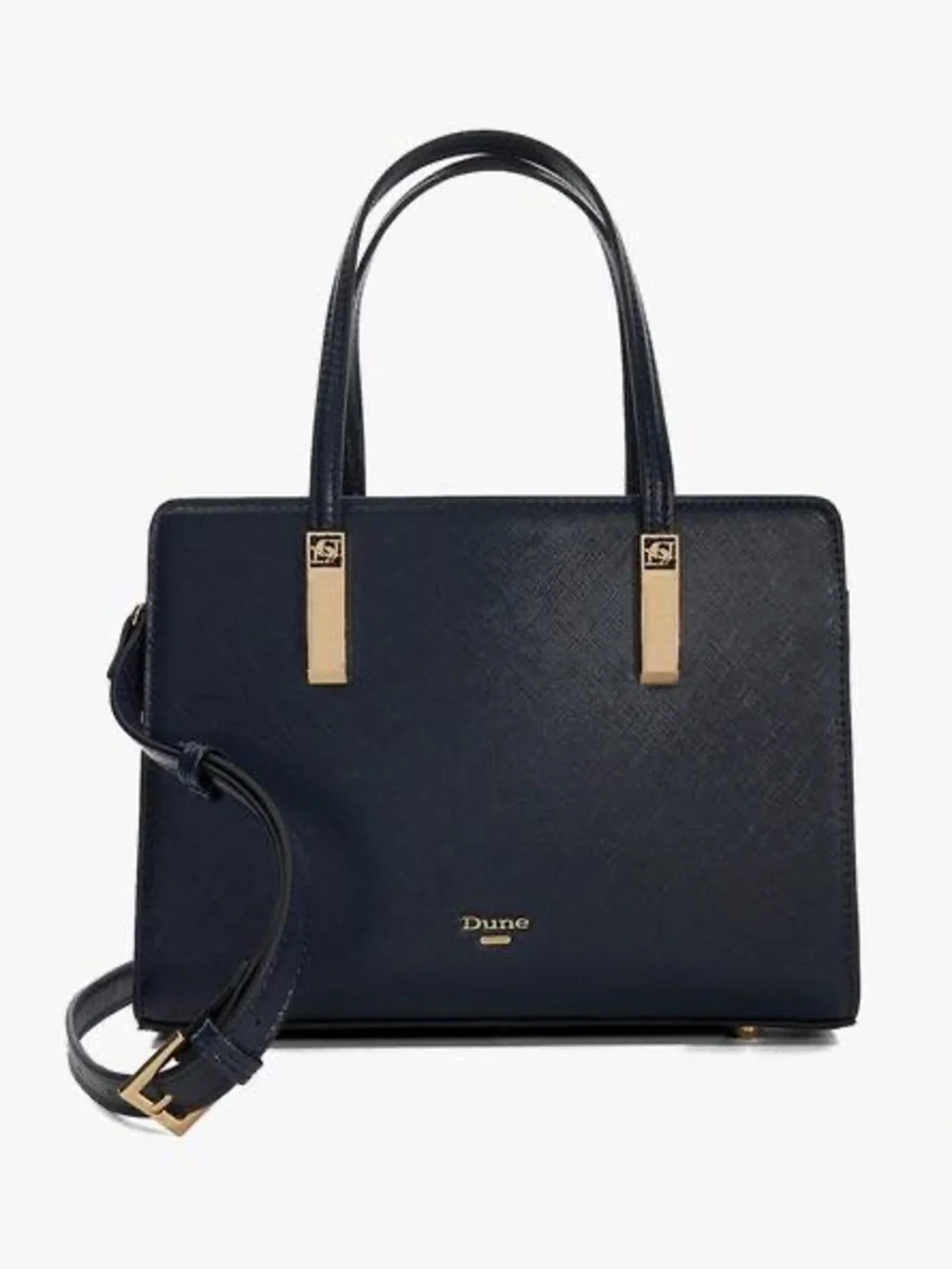 Dune London Navy Satchel with Gold Hardware